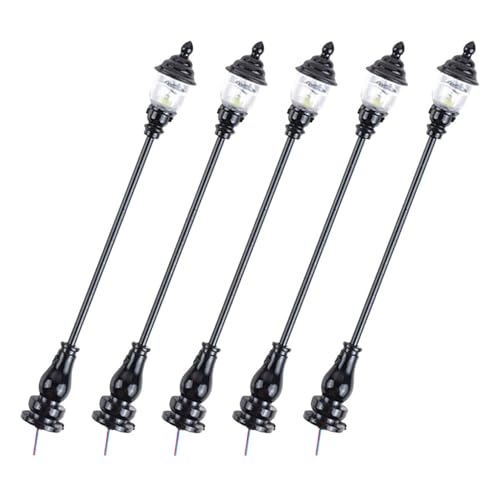 FRCOLOR 5個 スケール 黒色 暖色灯 屋外風景模型用 安定した底面で砂場やドールハウスのリアルな装飾に