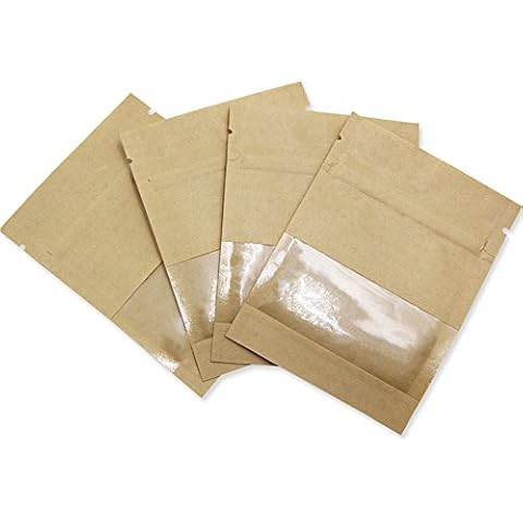 PABCK 50 Pcs Resealable Kraft Paper Bags Cover