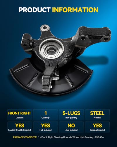 Image of PHILTOP 1PC Front Steering Knuckle & Wheel Bearing Hub Assembly Compatible with Mercury Mariner 2005-2006, Right Passenger Side Replaces 698-404