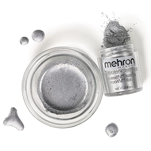 Mehron Makeup Metallic Powder (.17 Oz) With Mixing Liquid (1 Oz) (Silver) #TOP1