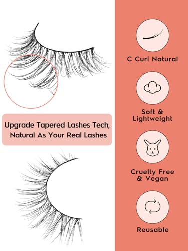False Eyelashes Natural Look Wispy Lashes 10mm Short Lash C Curl 0.1MM Thin Band Lashes Pack Siligli Fake Eyelash 7 Pair - Image 6