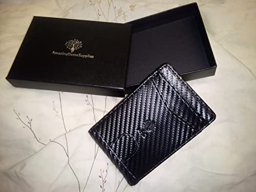 Men Slim Bifold Wallet RFID Blocking Minimalist Front Pocket Carbon Fiber Wallet for Men2