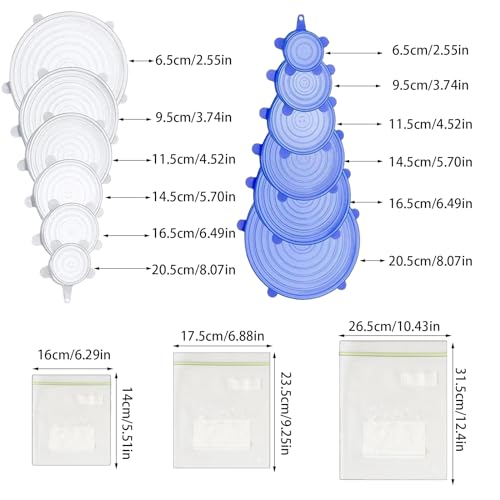 57 Pezzi Coperchi in Silicone e Sacchetti per