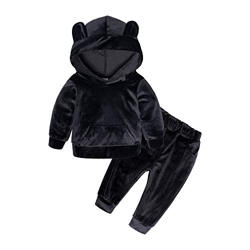 Image of MYGBCPJS Boys Girls Velvet Outfits Set Kids Fleece Tracksuit Toddler Pullover and Sweatpants Child Long Sleeve Sweatsuit