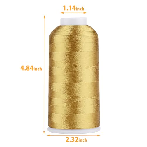 Image of Simthread Rayon Embroidery Thread 5500 Yards Huge Spool, 40wt 100% Rayon Viscose for Commercial and Domestic Machines - Gold 1225