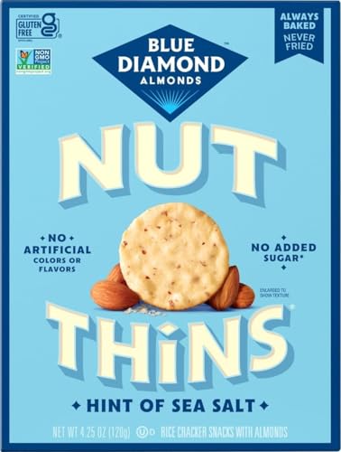 Image of Blue Diamond Almonds Nut Thins Gluten Free Cracker Crisps, Hint of Sea Salt, 4.25 Oz Boxes (Pack of 1)