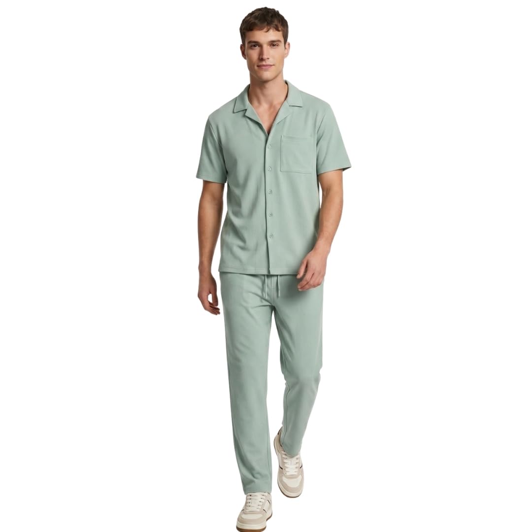 nobero Elevate Zip Co-ord Set for Men, 240 GSM Cotton-Poly Ottoman Rib, Zip Polo Collar & Welt Zip Pocket(1M-LWCS-R0464-SN4_Slit Green_L)-picture-21
