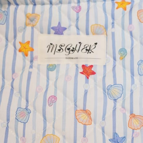 Image of Floral Quilted Cotton Shoulder Bag for Women Daily Use Medium Size Handbag Large Capacity Thickened Design Tote