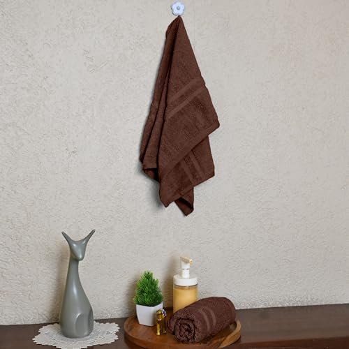 Image of Divine Casa Cotton 550 GSM Hand Towels Pack of 2 Brown, 60 x 40 cm Ultra Soft & Highly Absorbent Thick Bathroom Towels