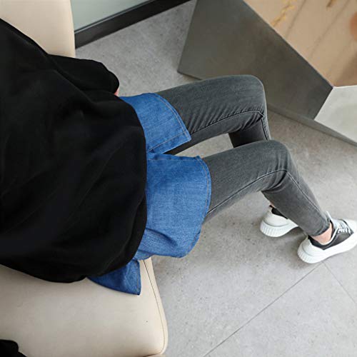 MAOSUO Saia feminina jeans com bainha falsa em camadas, parte superior falsa, meia camisa extensora