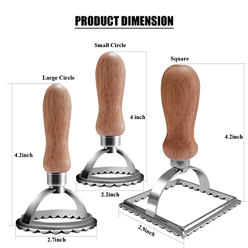 Ravioli Stamp Ravioli Maker Cutter Stainless Steel Ravioli Mold with Wooden Handle, Used for Making Italian Dumplings, Pasta, Pierogi, Spaghetti, Lasagna and Pies (B-Large Circle) - Thumbnail 4