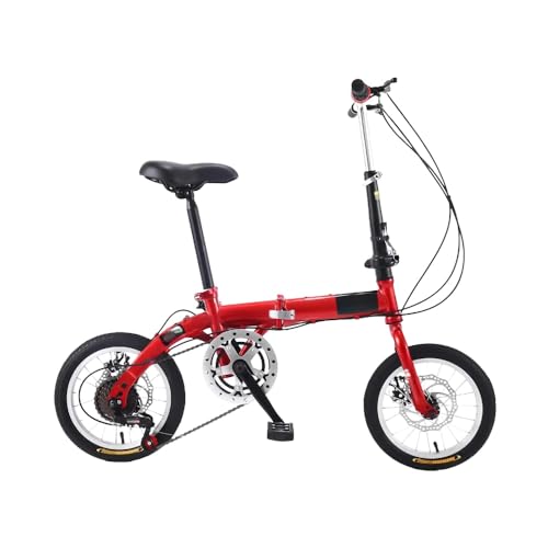 Tcrciuk 16インチ折り畳み自転車 超軽量 変速 搭載 アルミフレーム 公道可能 (レッド,16インチ 可変速)