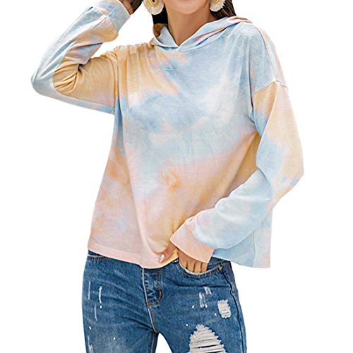 Tie Dye Hoodie Kapuzenpullover Damen Neon Sweatshirt Gedruckt Patchwork Pullover Langarm Kapuzenjacke Slim Fit Mehrfarbig Bluse Shirt Tops