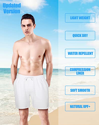 LUCOWEE Mens Swim Trunks with Compression Liner Anti Chafe Quick Dry UPF 50+ Swimming Shorts 5" 7" Inseam Bathing Suit2