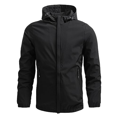 Klijuiaup Veste de pluie coupe-vent pour homme avec...
