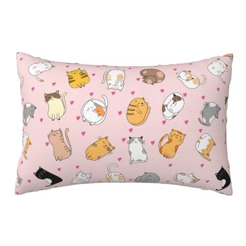 Cute Cat Pillow Cover 20x30 Inch Bed Pillow Pillowcases with Hidden Zipper Lumbar Pillow Case Cushion Queen Size Standard Soft Breathable Rectangular Pillow Covers,for Sofa Couch Bed Decor