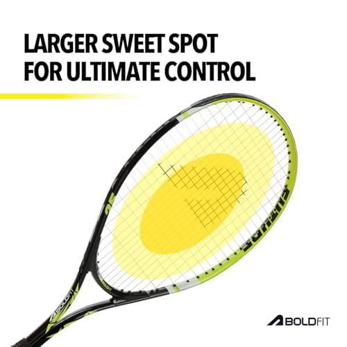 Image of Boldfit Tennis Racket, Aluminium Lawn Tennis Racquet for Adults & Kids, Lightweight, Durable & Beginner Tennis Gear for Children with Protective Cover, Ideal for Outdoor Play & Training