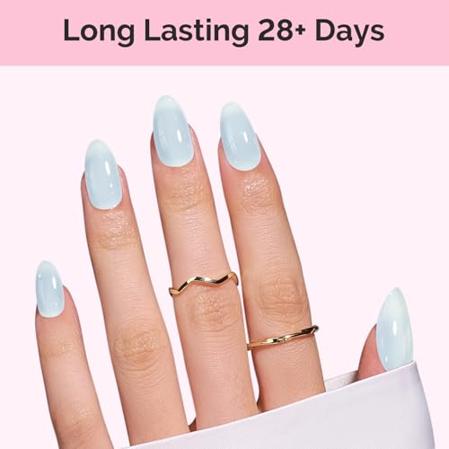 Image of MelodySusie Milky Blue Gel Nail Polish, 0.5Fl.oz Jeweliver Gel Polish Translucent Light Baby Blue Pastel Color White Soak Off UV LED Art Design Manicure Gift for Girls Salon DIY At Home JM11