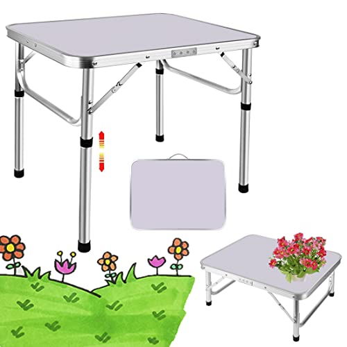 Lucn Table de pique-nique pliante de 60 cm avec 2 hauteurs réglables, bureau de barbecue en aluminium pour cuisine en plein air, dimensions dépliée : 60 x...