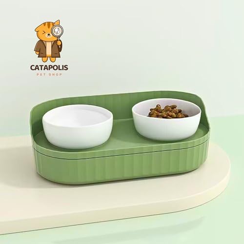 Miniatura 9 de Comedero Gato Comedero Perro Comedero Mascotas Blanco Ceramica Doble Cuenco Cuenco Ceramica Tazón Mascotas Tazón Perro Tazón Gato Cachorro Pequeño Mediano Grande Verde