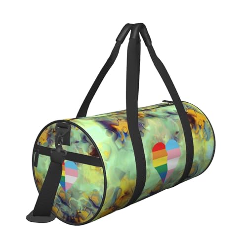 LGBT Rainbow and Transgender Pride Flag Heart Convertible Garment Bag with Shoulder Strap, Carry on Garment Duffel Bag for Men Women - Rolling Foldable for Travel Luggage Bags (Black)4