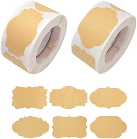 1000 Pcs Jar Labels Stickers, Blank Stickers, Holiday Present Stickers, Kraft Paper Sticker Labels for Gifts, Bottles, Containers and Jars (L-3637, 1.2x2inch)