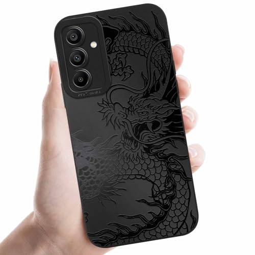 Coalbooliy Coques pour Samsung Galaxy S24 5G 6,2'', Étui Noir Souple TPU Silicone Aesthetic Modèle Dragon Dessin Durable Fine Housse de Antichoc Camera Protection...