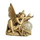 colcolo garden solar statue light, elf girl sculpture fairy figurine, ornament da prato per birthday farm mom nonna balcone di natale, giallo
