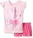 Peppa Pig Little Girls' Toddler 2 Piece Ruffle Sleeve T-Shirt with Short Set, Light Pink/Fuchsia, 4T