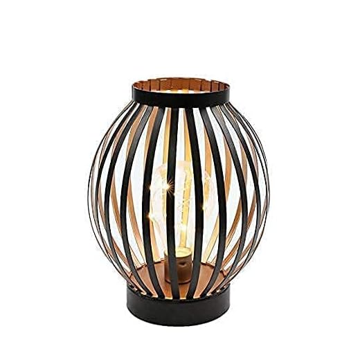 JHY DESIGN LED-bordslampa batteridriven 22 cm hög metall sänglampa med Edison glödlampa batteri lampa för utomhus trädgård balkong sovrum bröllop fest terrass inomhus utomhus (brons runda)