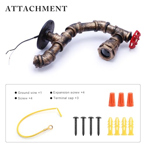 Image of XEYOU Retro Wall lamp Vintage Industrial Steampunk Wall Sconce with Switch Metal Water Pipe Wall Mounted Light Fixture E26 Edison Bulb for Cafe Bar Restaurant Bedroom Livingroom