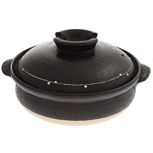 Kotobuki Donabe Japanese Hot Pot :Black/White Dots (Medium #190-939D)