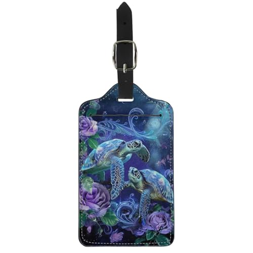 Upetstory Sea Turtle Luggage Tag Travel Suitcase Labels with Privacy Cover ID for Women Men Teen Girls Boys Kids Cruise Ships Travel Bag Suitcase Business Card Holder