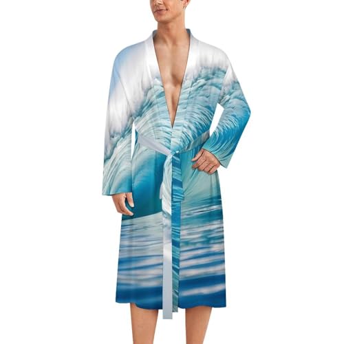 Blue Ocean Wave print Bathrobe Soft And Comfortable Bathrobe Skin-Friendly And Breathable