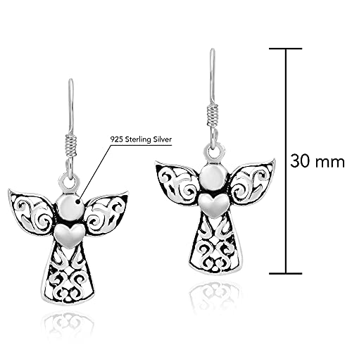 AeraVida Guardian Angel of Love Filigree Sterling Silver Dangle Earrings, 16x30mm3