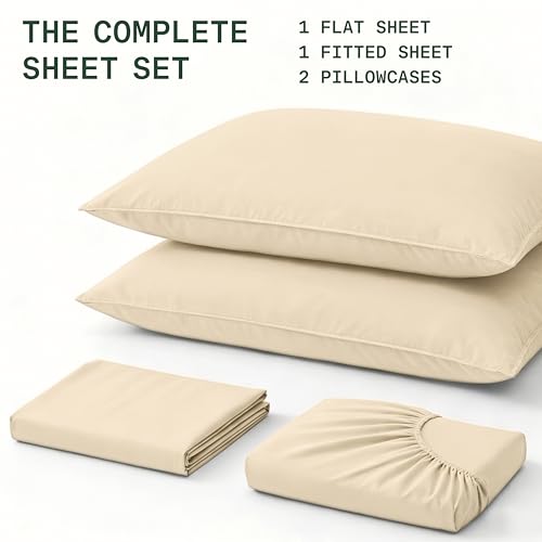 Image of TRUE BAMBOO Sheets Set California King Size - Silky Soft Luxe 4 Piece Bed Sheets with Breathable & Moisture-Wicking Fabric - 16 inch Deep Pocket with Corner Straps
