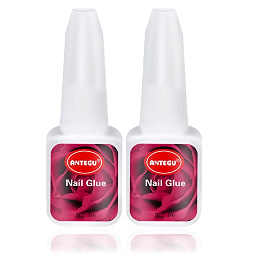 2x10g Pegamento para Uñas Tip Adhesivo, Pegamento Para Uñas Extra Fuerte,Pegamento Para Uñas Con Pincel, para Uñas Acrílicas Y Uñas Y Artificiales