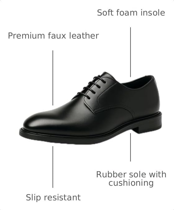 Image of Mens Tuxedo Dress Shoes Classic Formal Oxfords Faux Patent Leather Shoe Lace-up Dress Shoes for Business Wedding Suit Black