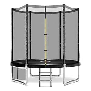 JUMMICO Trampolin Outdoor Ø 183/228/305/366/427 cm, Gartentrampolin für Kinder mit Leiter und Seitentasche (Schwarz,183cm)