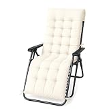 IlGruppone Cuscino Imbottito Universale per Sedia Relax Zero Gravity e Sdraio 155x55 cm con Laccetti di Fissaggio - Panna