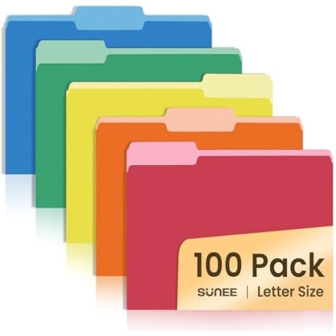 SUNEE Assorted Color File Folders Cover