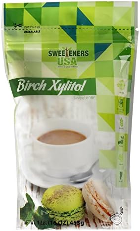 Sweeteners USA 1 LB All natural Pure Birch Xylitol sweetener (Not From Corn) NON GMO - Kosher certified - GLUTEN FREE - PRODUCT OF USA