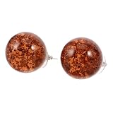 OATIPHO Sand-colored Resin round Ball Earrings Women’s Vintage Fashion Jewelry Minimalist Ear Studs for Sensitive Ears Daily Wear 20mm