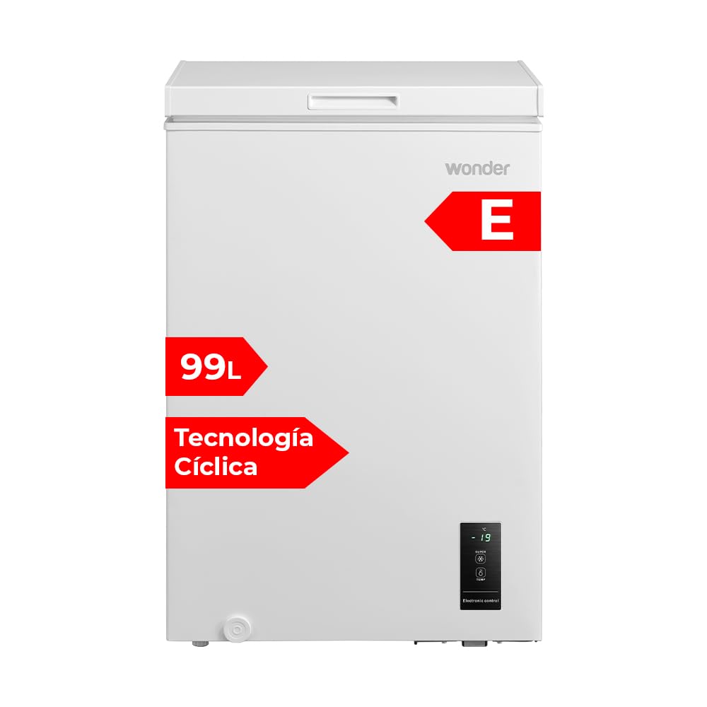 Wonder Congelador Horizontal Blanco WCH1001EDC. Capacidad 99 Litros, Dual Cooling, 1 Cesta, Bajo Nivel Sonoro, Eficiencia Energética Clase E