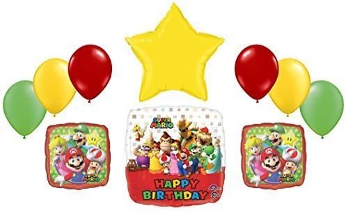 Super Mario Bros Birthday Foil and Latex Balloons Bouquet (10 Pcs)