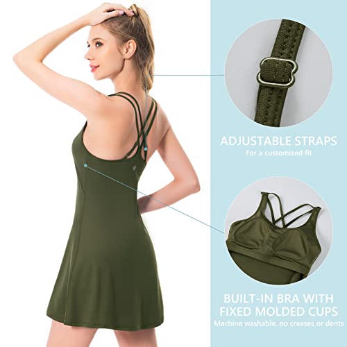 Lightbare Women’s Tennis Dress With Built-In Bra & Detachable Shorts Adjustable Straps Upf 50+ Quick Dry #TOP4
