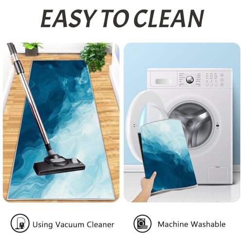 Alfombras de cocina de ondas azules: decora y protege tu pasillo o entrada con este juego lavable 8