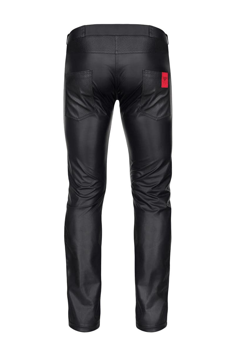 Regnes Fetish Planet Lange Herren Wetlook Hose schwarz matt mit Reißverschluss und Taschen Männer Pants