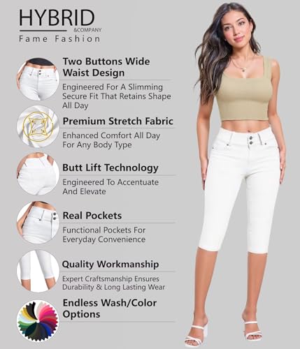 Hybrid & Company Women's Butt Lift V2 Super Comfy Stretch Denim Bermuda Shorts Capri2