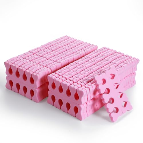 YBEATY 100 Pcs Sponge Toe Separators Soft Finger Separators Premium Pedicure Tool Kit Flexible Toe Divider Spacer for Polishing Pedicure Manicure Coating Nail Art Beauty Accessories (Pink)